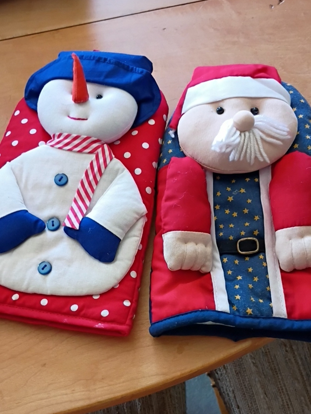 Santa & Snowman Kitchen Oven Mitts